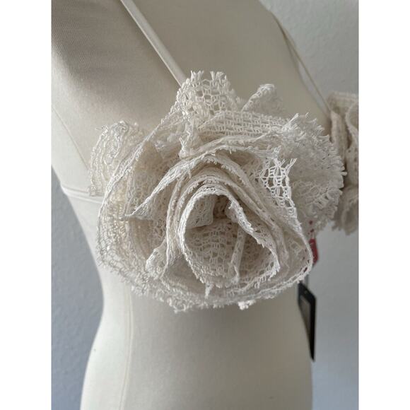 EGO Bra Top Textured Rose Corsage Strappy Cream - Picture 3 of 7